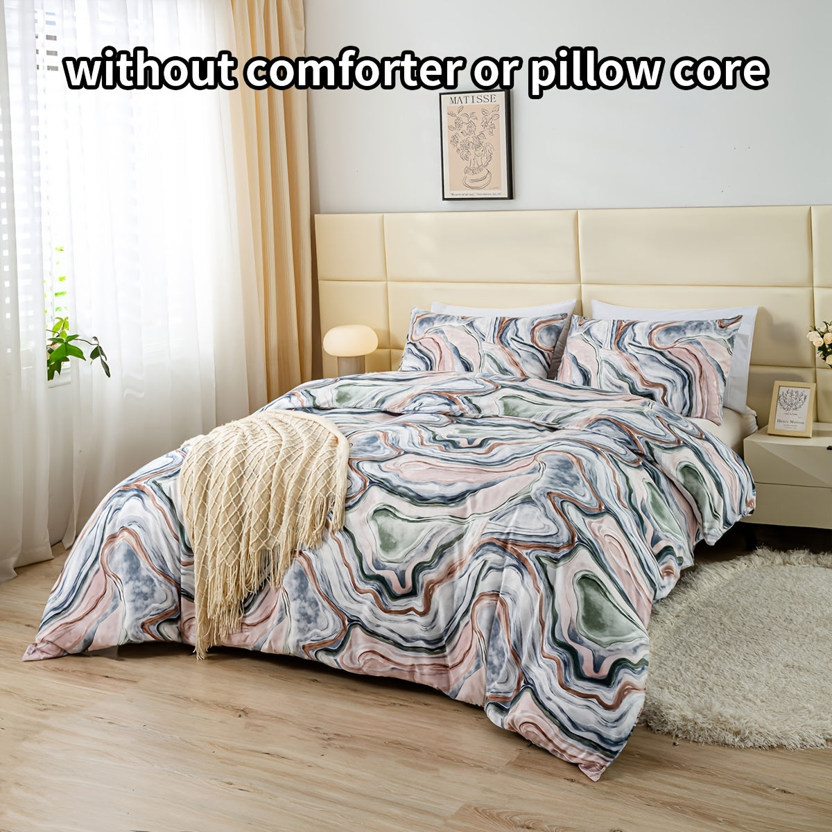 3pcs Duvet Cover Set (1*Duvet Cover + 2*Pillowcase, Without Core), Colorful Marble Print Bedding Set, Soft Comfortable Duvet Cover, For Bedroom, Guest Room